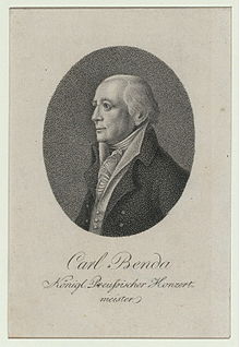 Karl Hermann Heinrich Benda (mědirytina z Müllerovy sbírky v New York Public Library for the Performing Arts)
