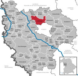 Läget för Lehrberg i Landkreis Ansbach