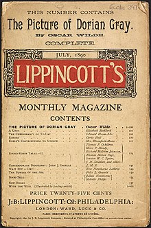 Portada de la revista Lippincott en la que aparece por primera vez esta novela (1890)