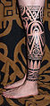 Leg tattooed by Manu Farrarons. Freehand