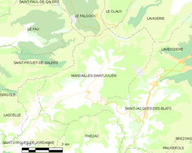 Mapa obce Mandailles-Saint-Julien