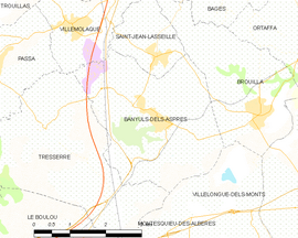 Mapa obce Banyuls-dels-Aspres