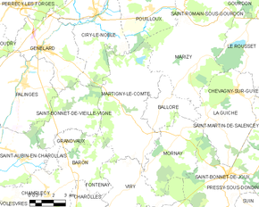 Poziția localității Martigny-le-Comte