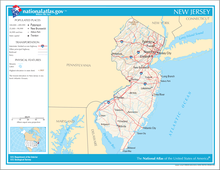 Map of New Jersey's major transportation networks and cities Map of New Jersey NA.png