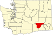Harta statului Washington indicând comitatul Franklin