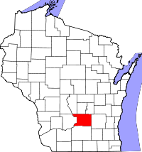 Map of Wisconsin highlighting Columbia County