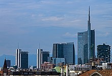 The skyscrapers of Porta Nuova business district in Milan Milan skyline with Unicredit Tower and Bosco Verticale.jpg