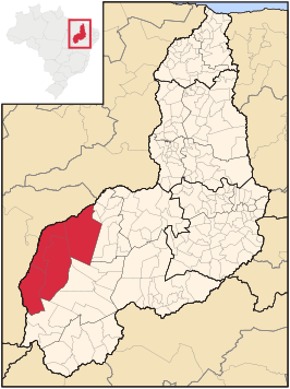 Ligging van de Braziliaanse microregio Alto Parnaíba Piauiense in Piauí