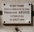 Plaque en hommage à Ferdinand Kronis.