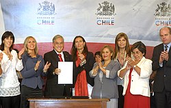 Declaration of the enactment of the law against femicide in Chile, 2010 Promulgation of law against femicide Chile.jpg