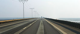 De Sekundærrute 175 op de 9 kilometer lange dam naar het eiland Rømø