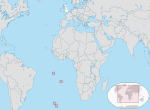 מפת סנט הלנה, אסנשן וטריסטן דה קונה מוקפים בעיגול מצפון לדרום