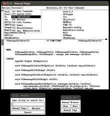 xman, an early X11 application for viewing manual pages Screenshot of "Xman" program.png