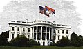 Artist's depiction of a Serbian flag flying over the White House in 1918