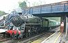 British Railways standard class 5 steam locomotive 73096 at Virginia Water railway station, England, in 2004