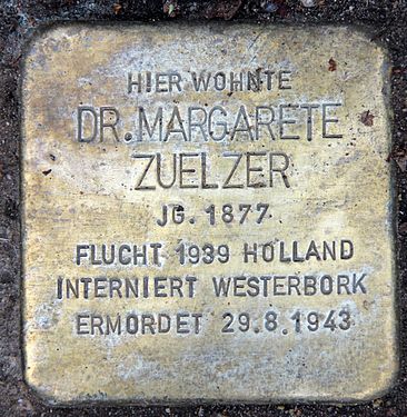 Stolperstein for Margarete Zuelzer, Eichkampstr 108 Berlin