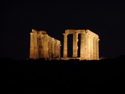 Ο Ναός του Ποσειδώνα την νύχτα