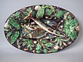 Thomas Sergent Platter, c 1875, coloured glazes, ultra-naturalistic Palissy style.