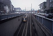 プレメトロ区間へ進入する路面電車（1984年撮影）