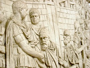 Trajan receives homage from a Dacian chieftan ...