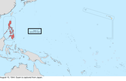 Карта перехода к Соединенным Штатам в Тихом океане 10 августа 1944 г.