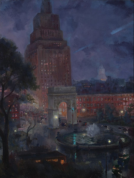 Wet Night, Washington Square, 1928