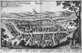 Merian Panoramablick über Zurzach auf die Küssaburg (1654)