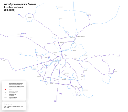 Мережа автобусних маршрутів Львова 2022