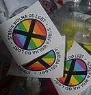 LGBT-free zone stickers distributed by the Gazeta Polska newspaper