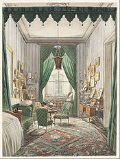 An Interior with a Curtained Bed Alcove