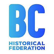 The words BC Historical Federation are written in blue colouring. The BC is above the words Historical Federation.