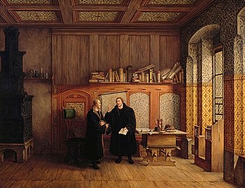 Luther room in Wittenberg. Luther and Melanchthon in conversation (1821), Alte Nationalgalerie