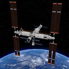 Tiangong Space Station after its completion in November, 2022. Chinese Tiangong Space Station.jpg