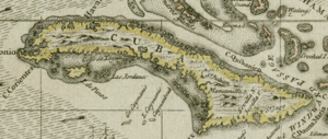 A map of Cuba, c. 1680 Darlington map of Cuba 1680.png