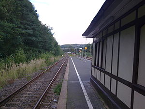 Looking east, in the background is the refuelling point and the Talent sidings