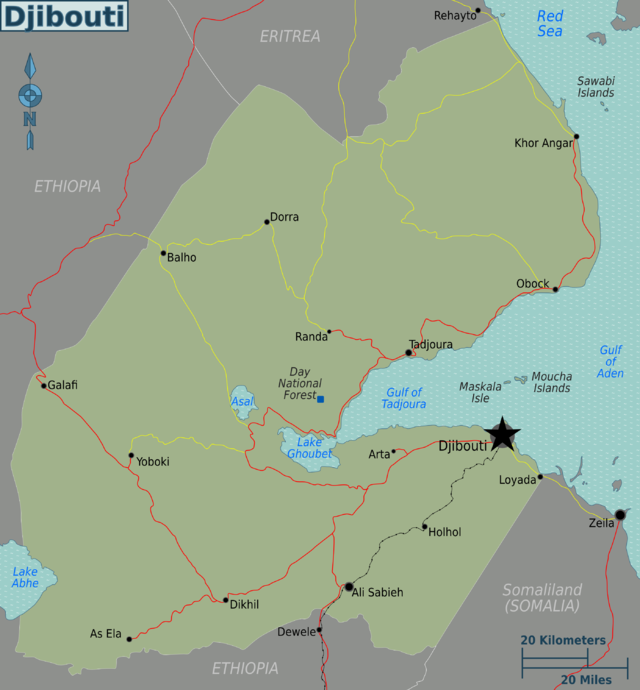 موقع العاصمة في دولة جيبوتي