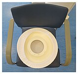 Bottom-side with visible hole. The removable fitted cover is suitable for boil wash.