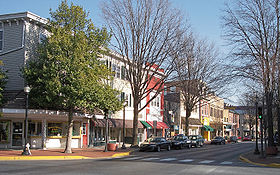 Rua West Loockerman no centro de Dover em 2001