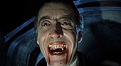 Christopher Lee (seen here as Dracula in 1958) starred in many of Hammer's British horror films. Dracula 1958 c.jpg