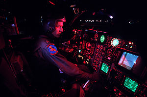 F-111 cockpit prior to a night flight.
