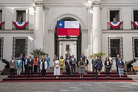 Fotografía oficial del gabinete de ministros de Gabriel Boric, realizada el 12 de marzo de 2022 en el Palacio de La Moneda.