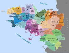 Carte des neuf provinces de Bretagne