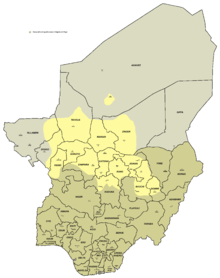 Harta vorbitorilor de hausa (în galben)