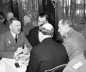Hitler and Mannerheim talking in the train Hitler talking with Mannerheim.jpg