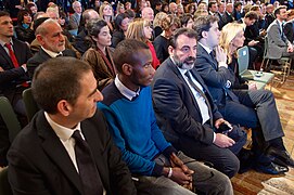 La cérémonie d’hommage aux victimes (avec Lassana Bathily) du 16 janvier.