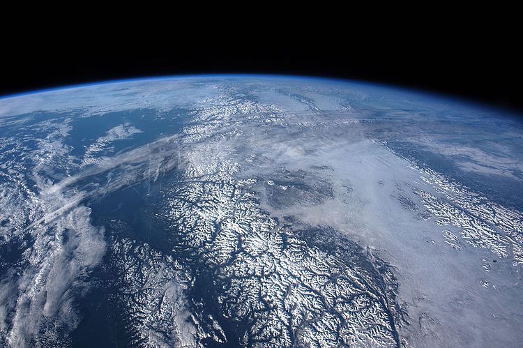 Вид на тихоокеанское побережье Канады зимой с борта МКС