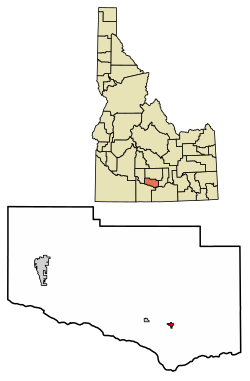 Location of Hazelton in Jerome County, Idaho.