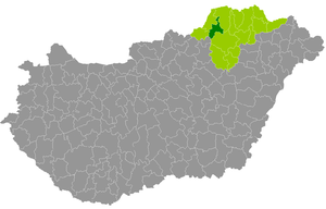 okres Kazincbarcika na mapě Maďarska