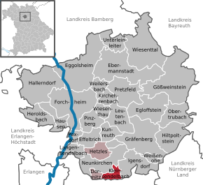 Poziția Kleinsendelbach pe harta districtului Forchheim