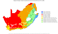 Mapa de la clasificación climática de Köppen prevista para Sudáfrica para 2071–2100